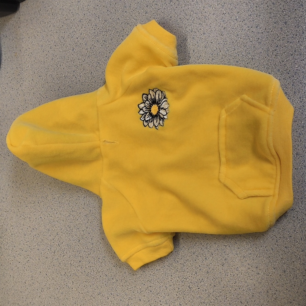 DC Brand Small Yellow Velour Dog Hoodie-NWOT